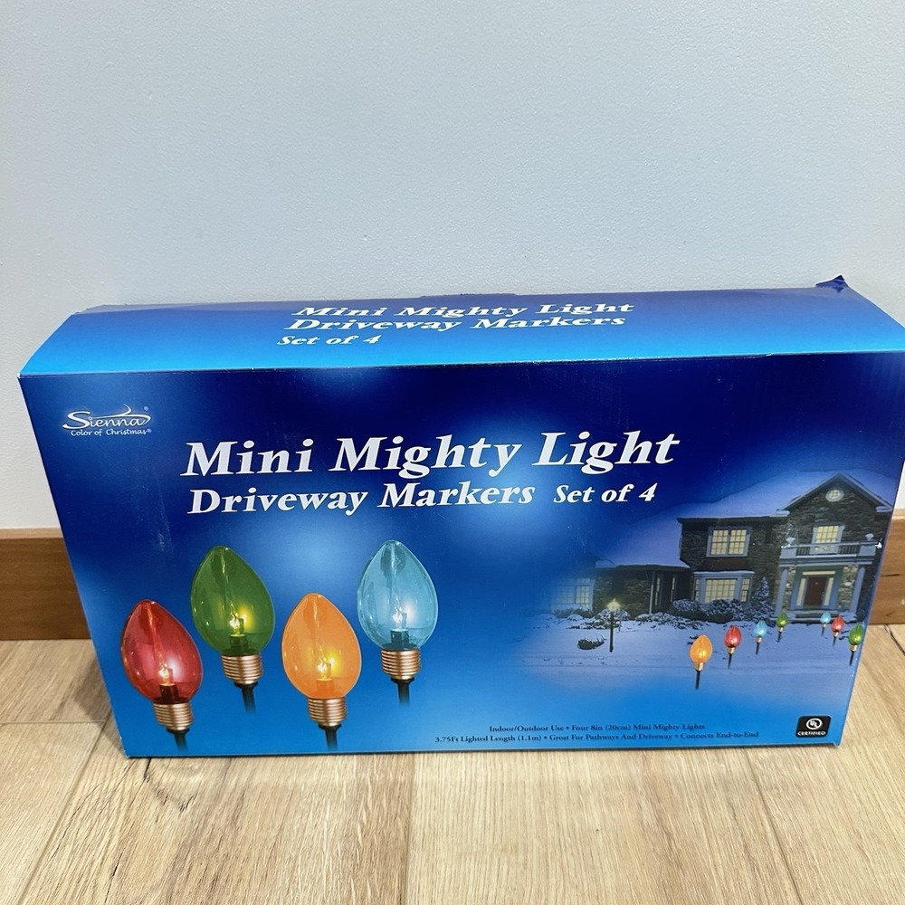 New Set 4 Lighted Multi Color Might Light C7 Shape‎ Xmas Pathway Lights